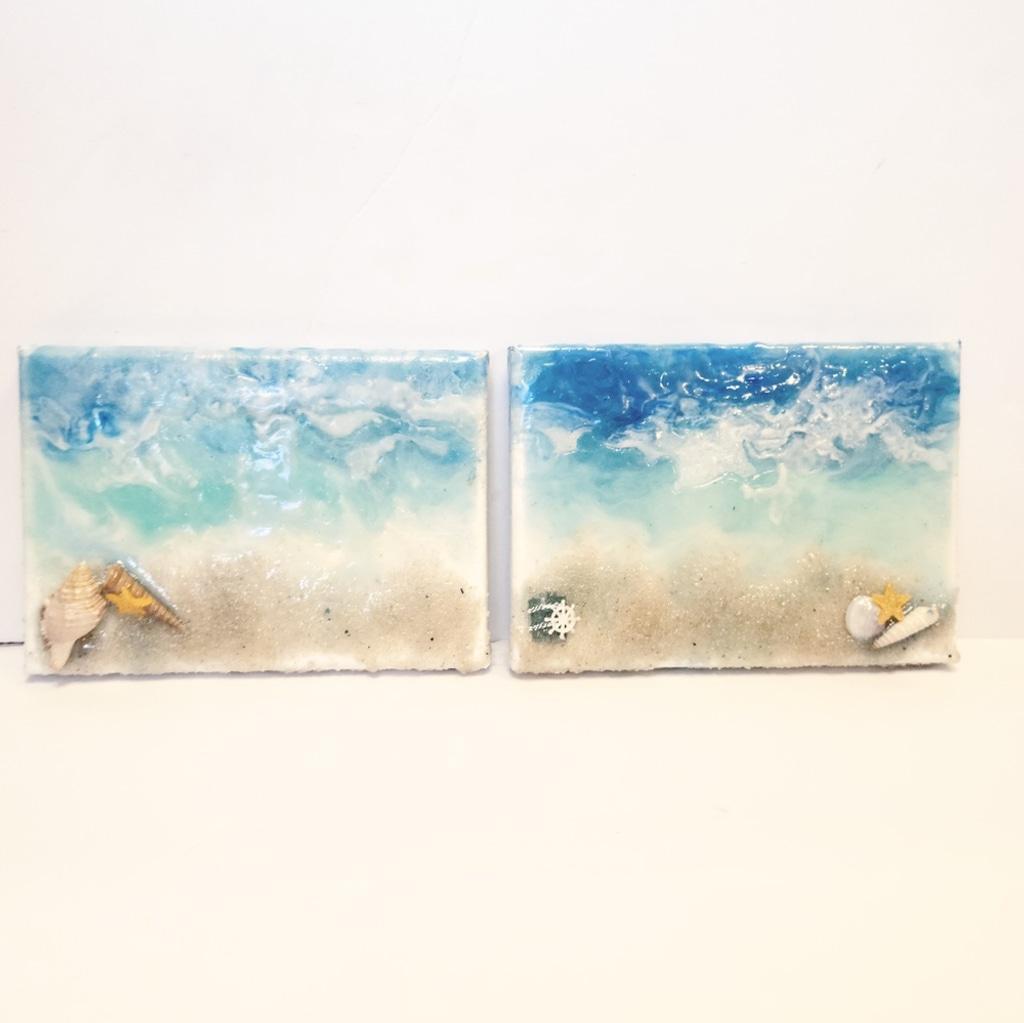 4x6 Ocean beach scene resin canvas set