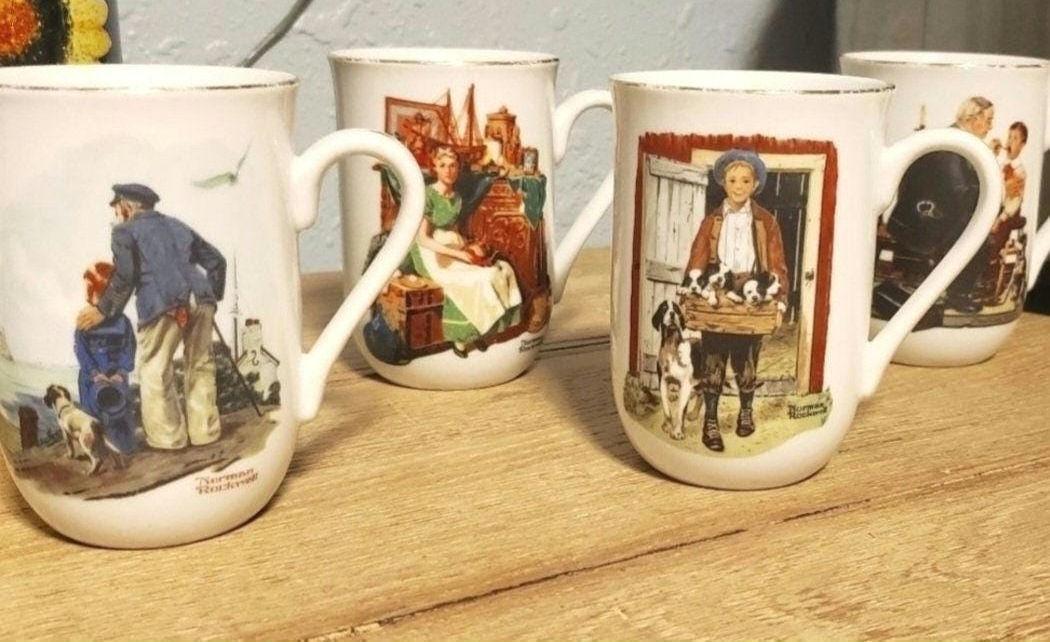 Vintage Rockwell mug 4 piece set