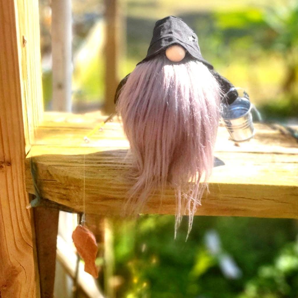 Fishing Gonk Gnome with pole and fish/ Shelf sitter/ Tiered tray decor/ Gnome decor