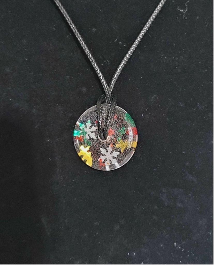 Hand crafted Christmas resin medallion necklace #2