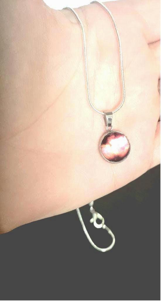 925 Sterling Silver nebula galaxy necklace