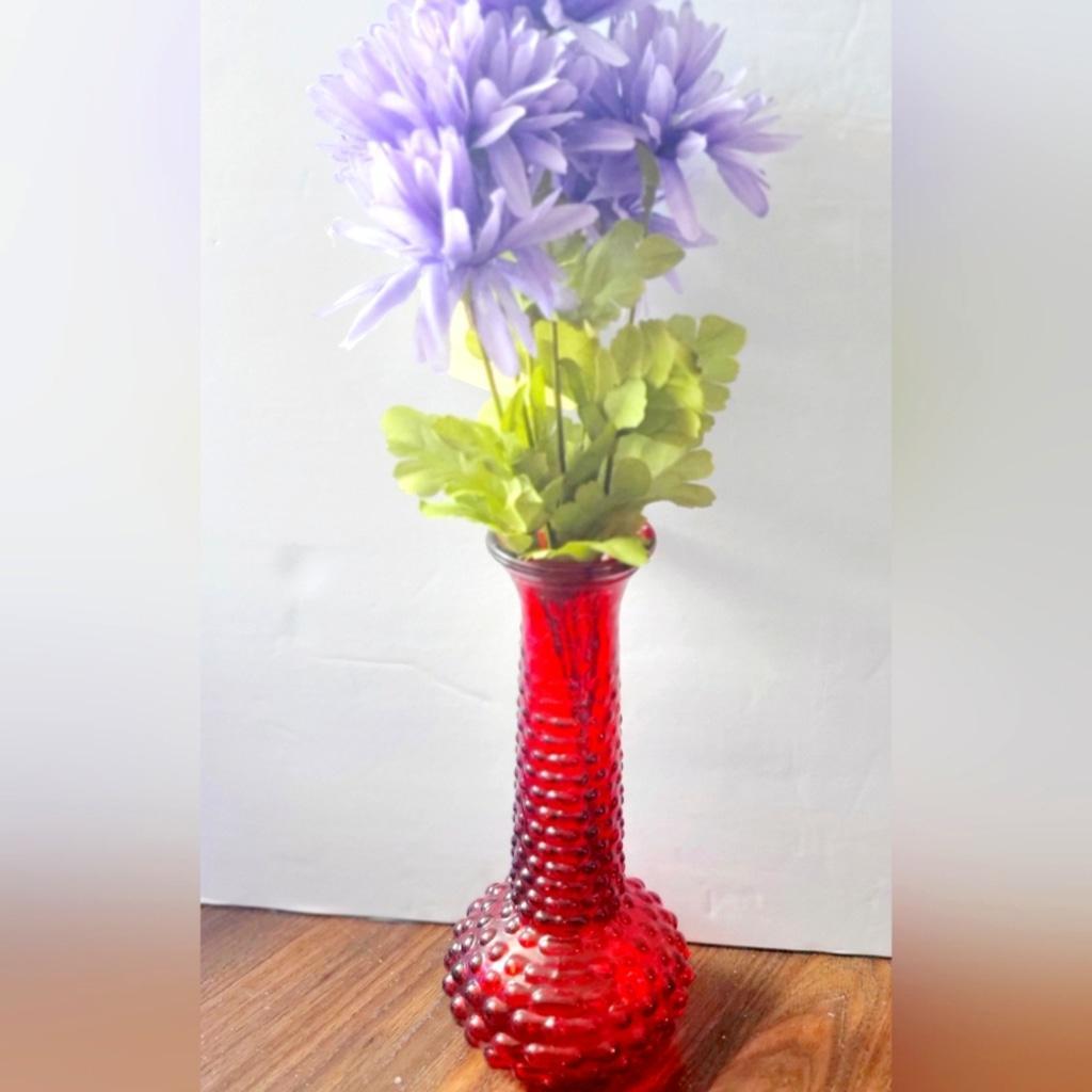 Vintage 1960's 8" E.O. BRODY Co Red Hobnail Bud Vase