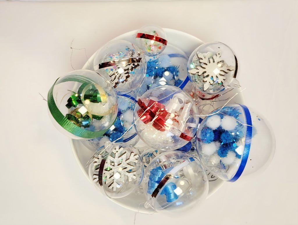 Handmade Decorative Clear Ball Christmas Ornaments- various sizes
